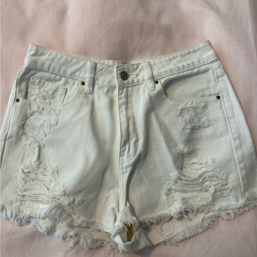 PacSun White Distressed Jean Shorts High-Waisted